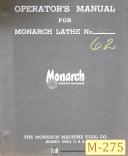 Monarch-Monarch Series 62, Lathe, Operations and Lubrications Manual-62-Series 62-01